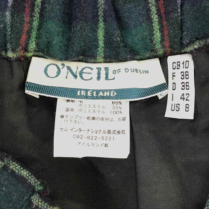 O'NEIL OF DUBLIN / オニールオブダブリン ウール混 チェック タック ギャザー イージースカート