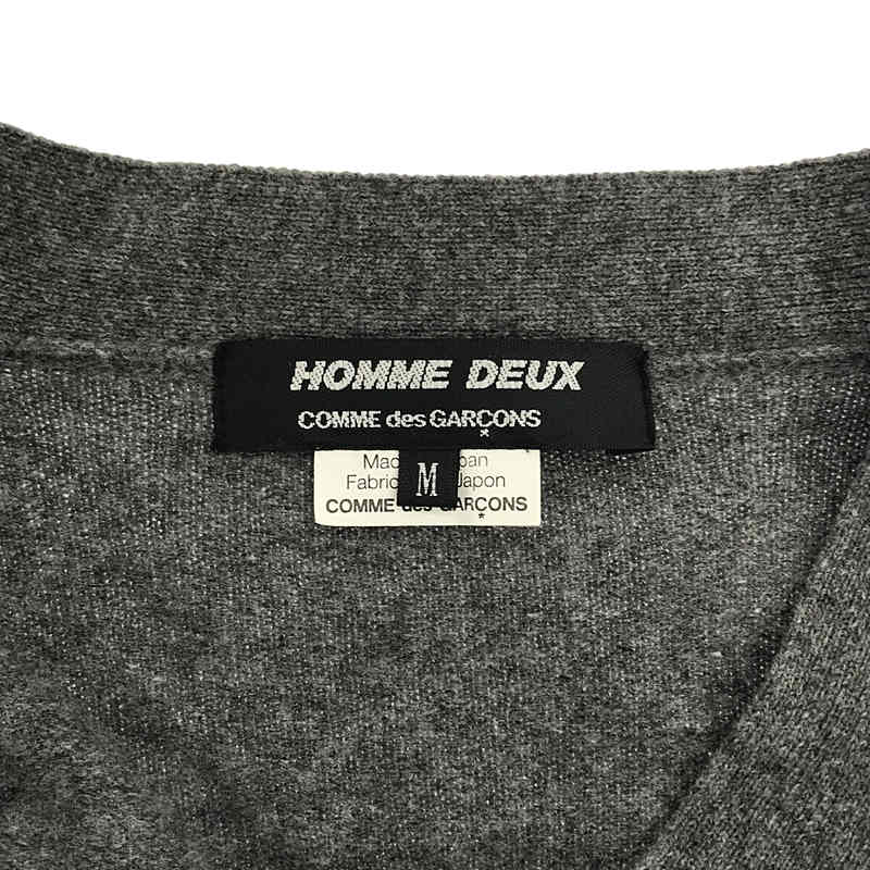 COMME des GARCONS HOMME DEUX / コムデギャルソンオムドゥ ウール パッチワーク Vネック ニットカーディガン