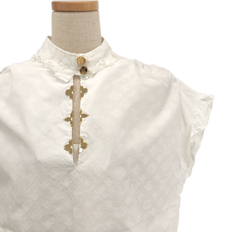 Louis Vuitton / ルイヴィトン モノグラム ジャガード スタンドカラー フリルシャツ ブラウス