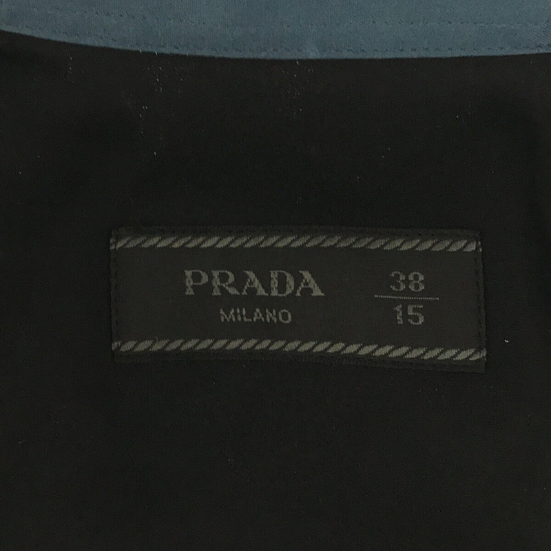 プラダ 14AW シャツ パープル ブラウン バイカラー クレリックシャツ