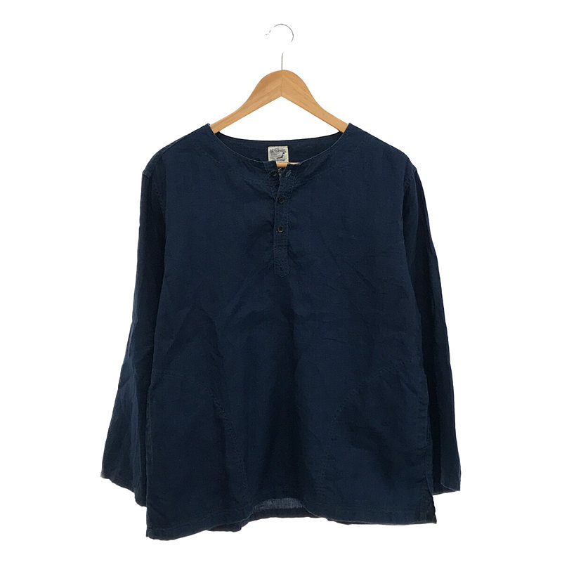 INDIGO LINEN PULLOVER SHIRT UNISEX インディゴ リネン ノーカラープルオーバー シャツorslow / オアスロウ