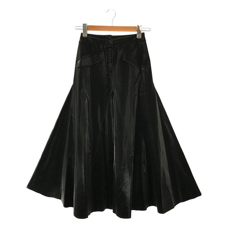 IRREGULAR FLARE LEATHER SKIRT エナメル フェイクレザー フレアロングスカートAmeri VINTAGE /  アメリヴィンテージ