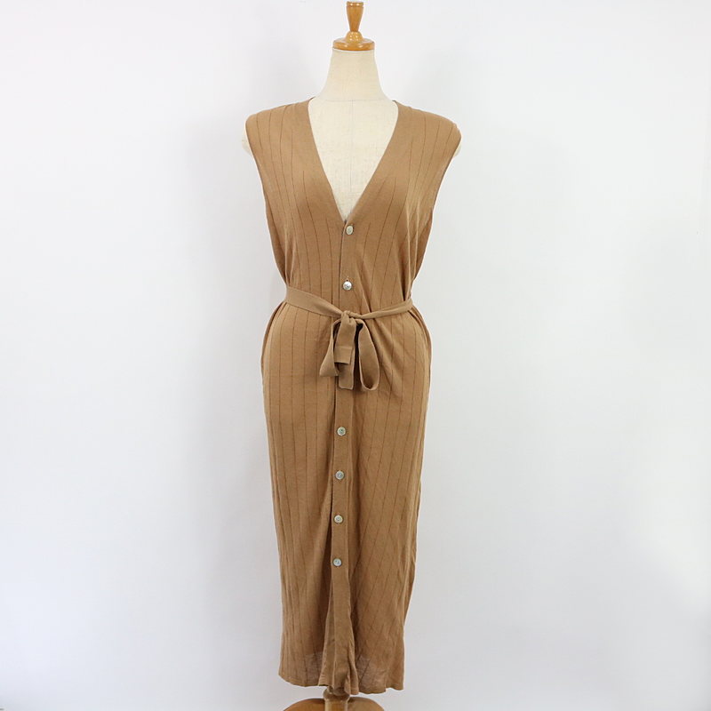 【新品】GALERIE VIE/ギャルリーヴィー/Vネックロングベスト/ベージュ 新品】GALERIE VIE/ギャルリーヴィー/Vネックロングベスト
