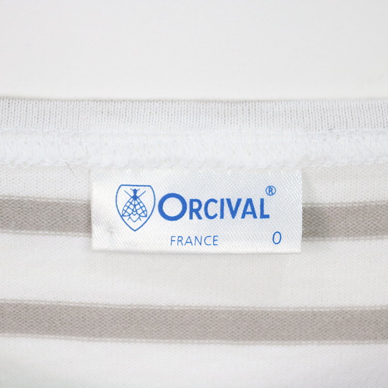 ORCIVAL / オーチバル ボートネックボーダー長袖カットソー gray