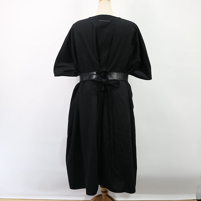 Belted gabardine dress コットン ビッグシルエット バックリボン