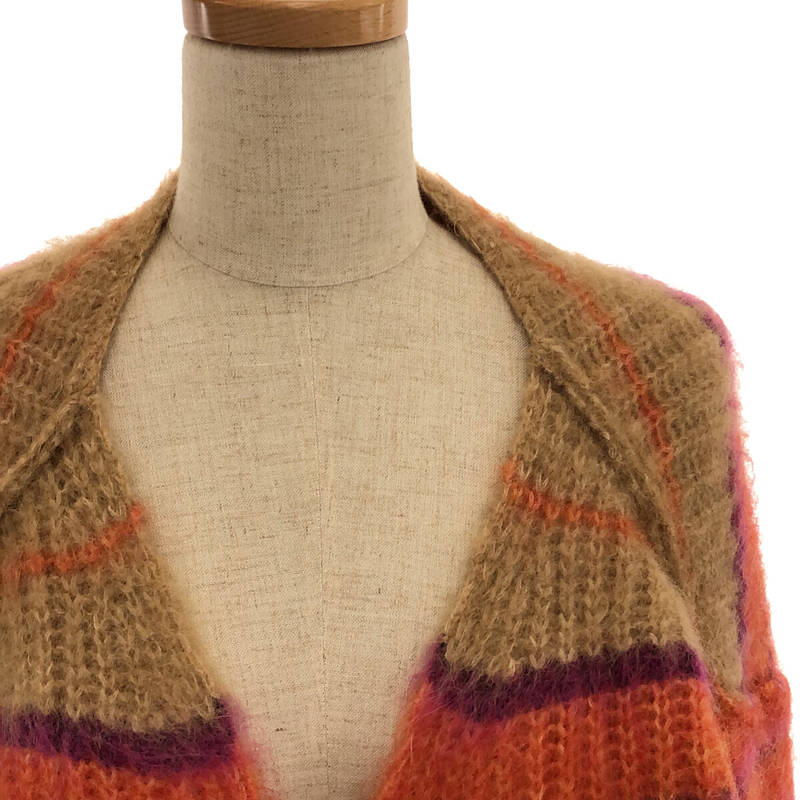 【新品】  PERVERZE / パーバーズ | stripe mohair wide cardigan / マルチカラー モヘア ニット カーディガン | F | ORG | レディース stripe mohair wide cardigan / マルチカラー モヘア ニット