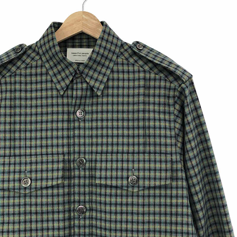 beautiful people / ビューティフルピープル shepherd check big shirt チェック ロングシャツ ワンピース