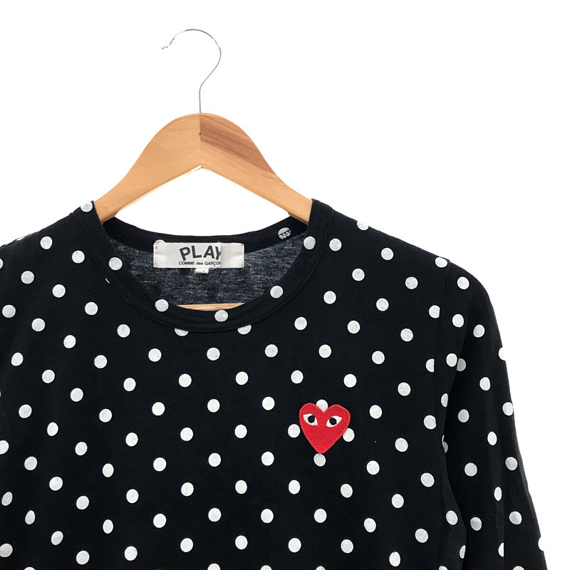 PLAY COMME des GARCONS / プレイコムデギャルソン ハートワッペン ポルカドット カットソー 長袖Tシャツ