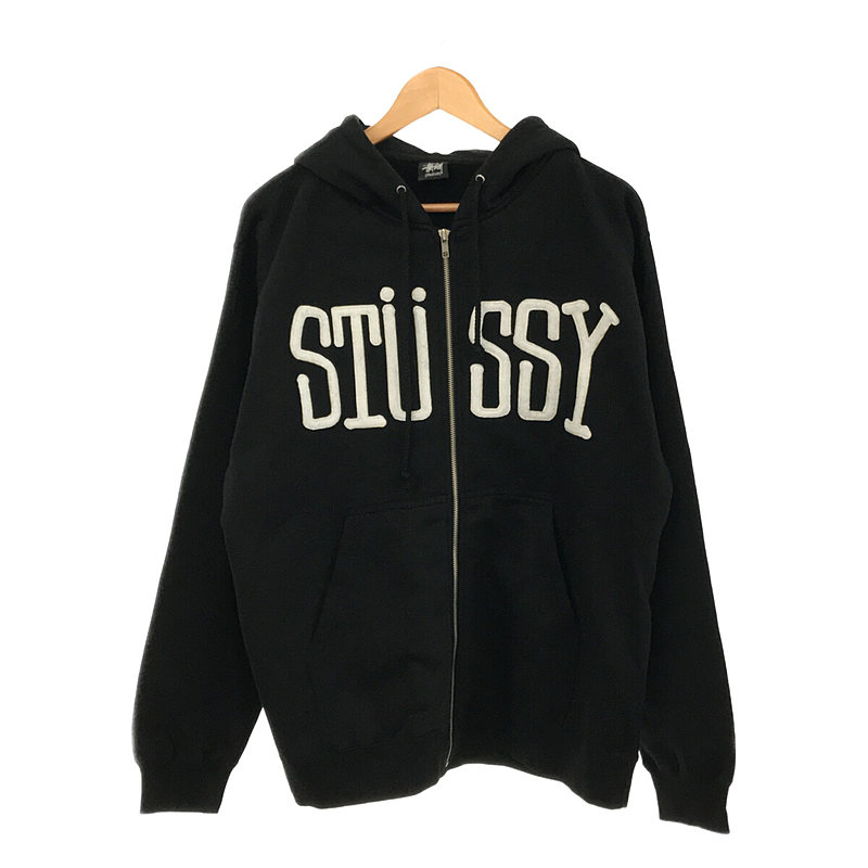 USA製 OLD オールド 黒タグ フロントフェルトロゴ ジップアップ パーカーSTUSSY / ステューシー