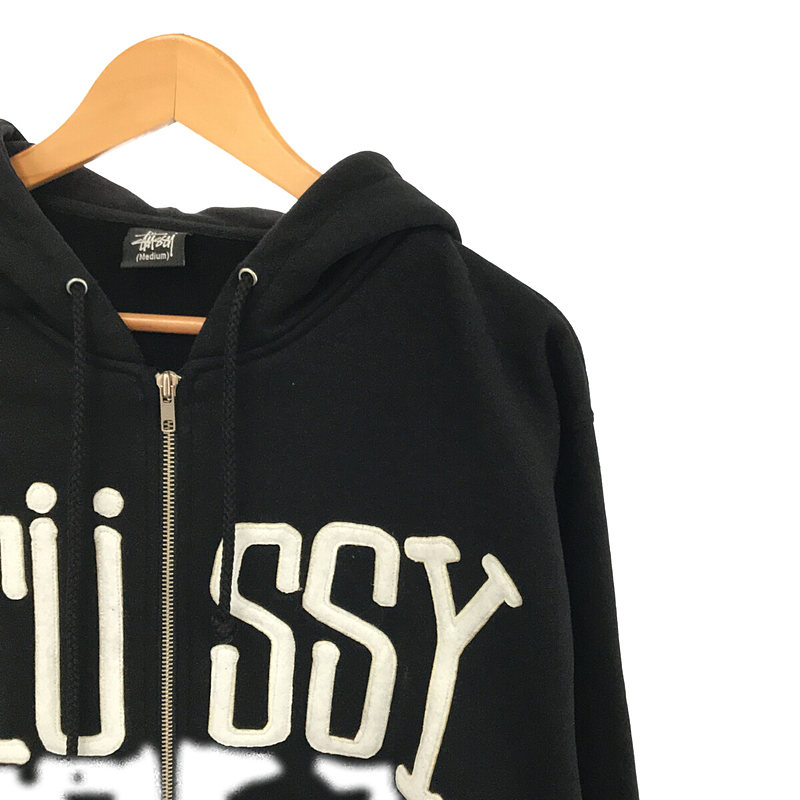 USA製 OLD オールド 黒タグ フロントフェルトロゴ ジップアップ パーカーSTUSSY / ステューシー