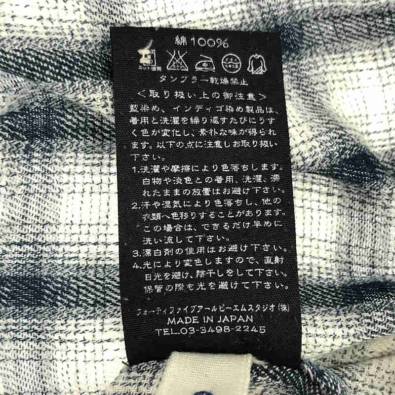 Umii 908 / ウミ９０８ チェック コットン フランネル フリル ノーカラー シャツジャケット