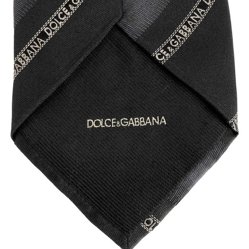 D&G DOLCE&GABBANA / ディーアンドジー silk 100% シルク ストライプ ロゴ ネクタイ