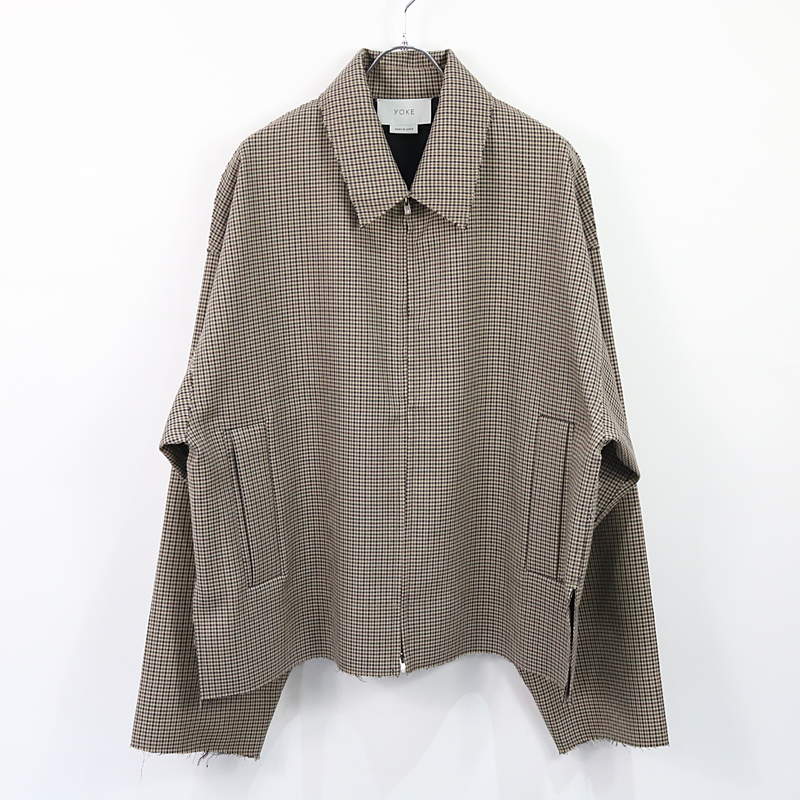 FIVE COLORS PLAID WOOL CUT-OFF DRIZZLER JACKET チェック柄　ジップアップジャケット