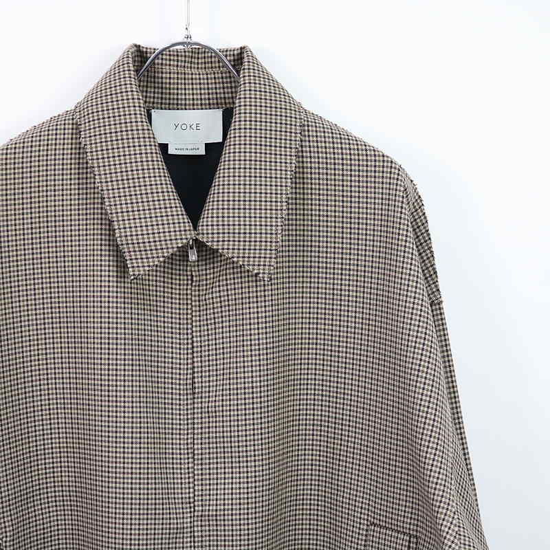 身幅605YOKE PLAID WOOL CUT-OFF DRIZZLER JACKET