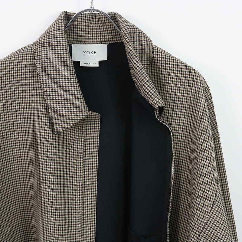 FIVE COLORS PLAID WOOL CUT-OFF DRIZZLER JACKET チェック柄 ジップ