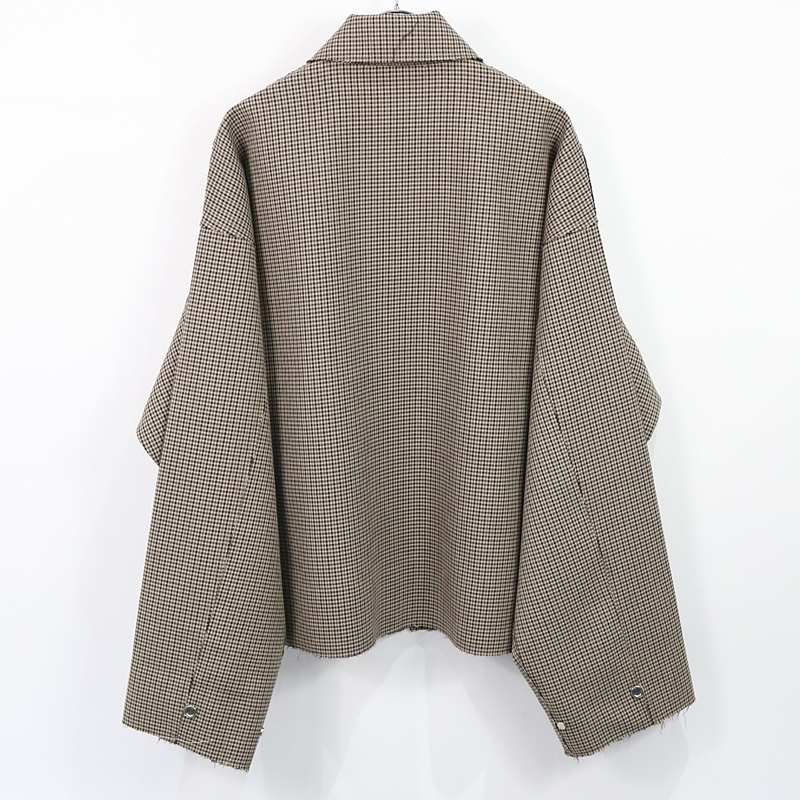 YOKE PLAID WOOL CUT-OFF DRIZZLER JACKET - ブルゾン