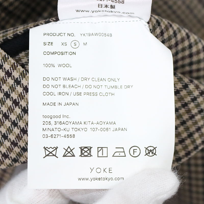 YOKE / ヨーク FIVE COLORS PLAID WOOL CUT-OFF DRIZZLER JACKET チェック柄　ジップアップジャケット