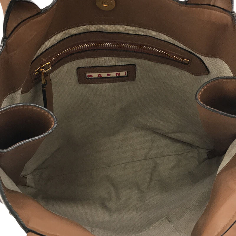 MARNI / マルニ レザー マルチポケット サイドジップ トート バッグ 保存袋付き