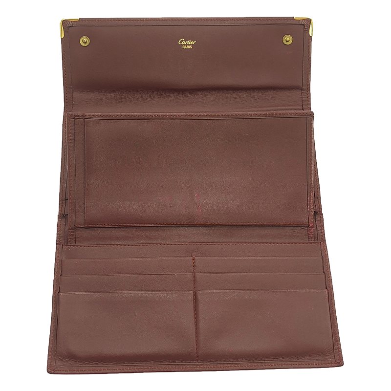 Cartier / カルティエ マストライン 三つ折り がま口 レザー ウォレット 折りたたみ 長財布