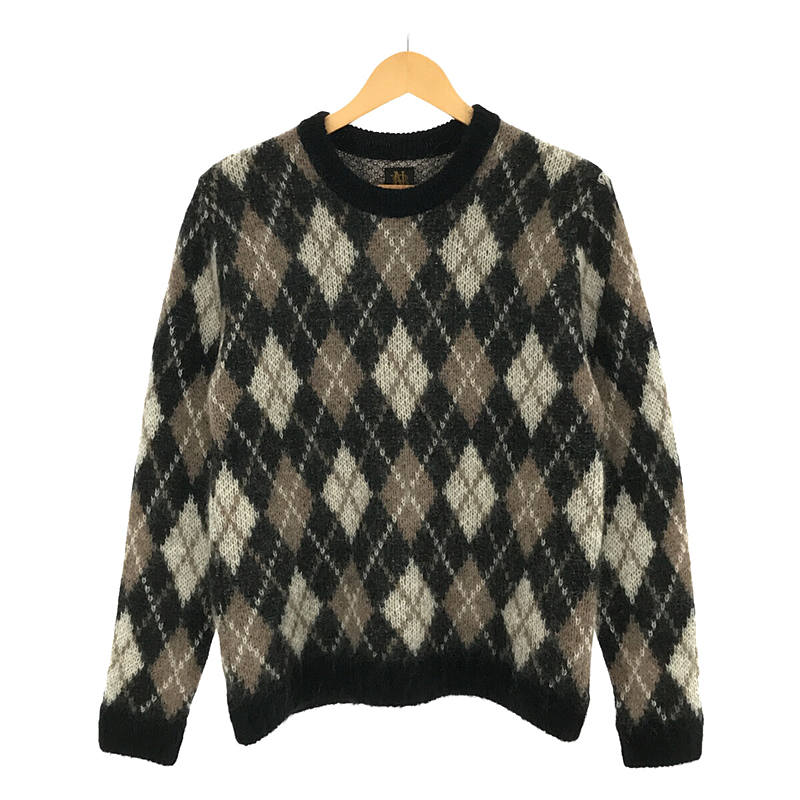 6(ROKU) BEAUTY&YOUTH 別注 ARGYLE CHECK CREW NECK KNIT モヘヤ