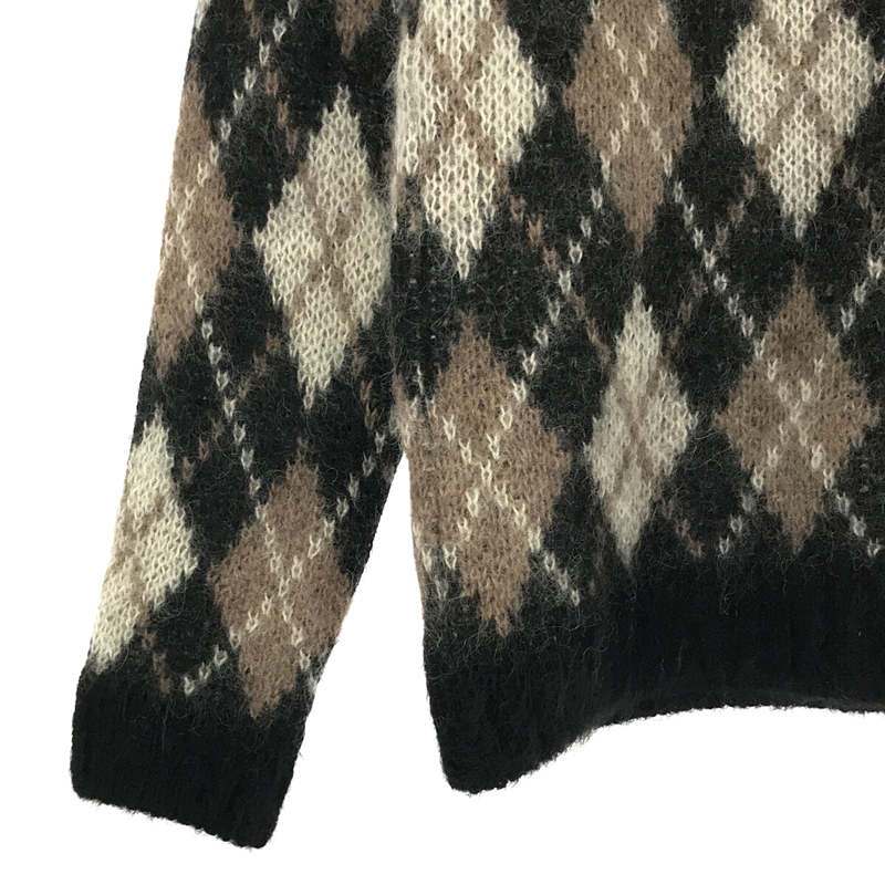 BATONER / バトナ― × 6(ROKU) BEAUTY&YOUTH 別注 ARGYLE CHECK CREW NECK KNIT モヘヤ ウール