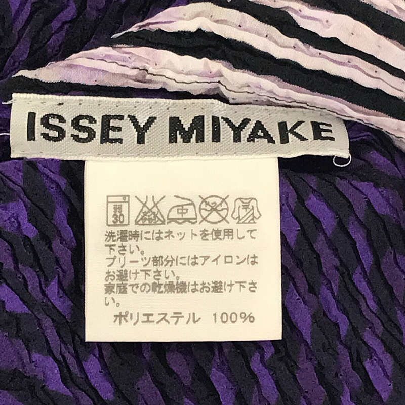 ISSEY MIYAKE / イッセイミヤケ ストライプ 千鳥格子 切替 デザイン プリーツ ブラウス