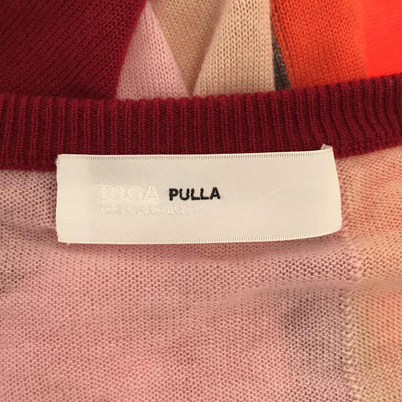 TOGA PULLA / トーガプルラ Stripe knit ウール マルチ ストライプ Vネック ニット