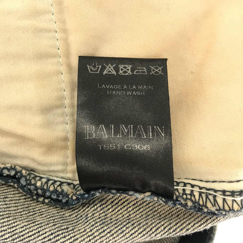 BALMAIN / バルマン Distressed Biker Moto デニムバイカーパンツ