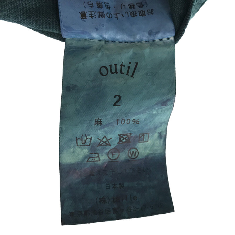 OUTIL / ウティ 22ss  MANTEAU AZE black indigo 染色加工 リネン コート