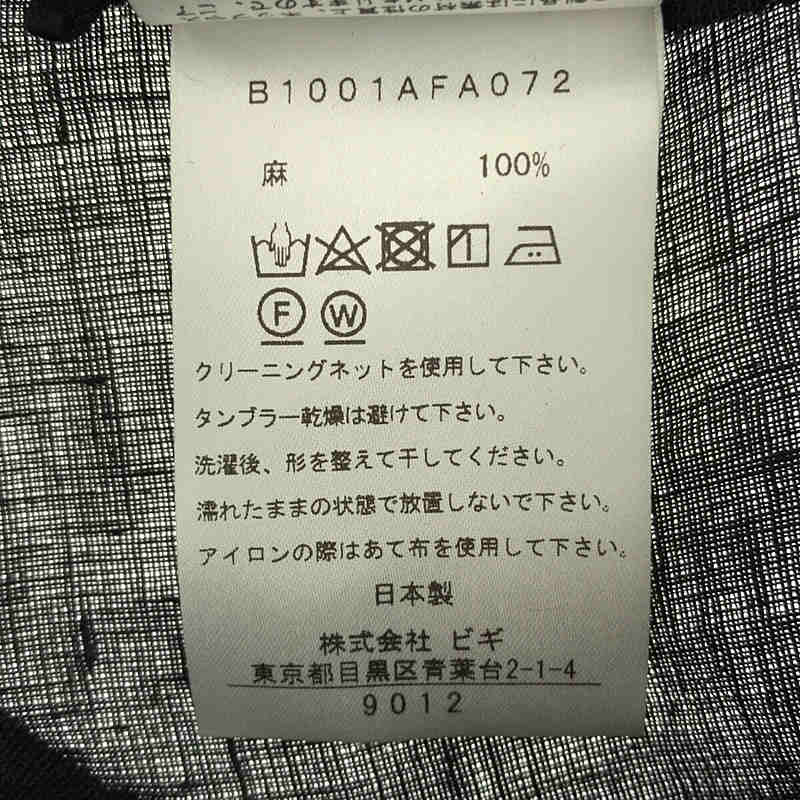 1er Arrondissement / プルミエ アロンディスモン ペチコート付き リネン バンドカラー ドローストリング ロング ワンピース