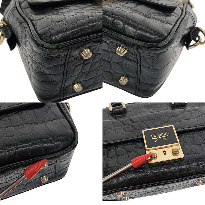 ANYA HINDMARCH / アニヤハインドマーチ カーカー ミニ 2Way クロコ型押し レザー ハンド ショルダーバッグ