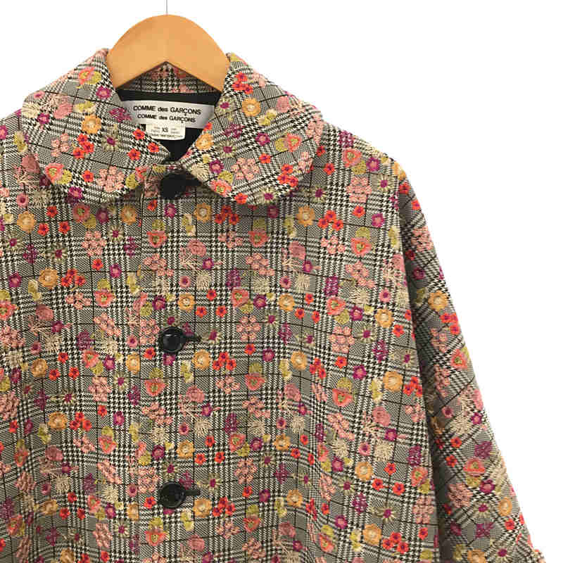 COMME des GARCONS COMME des GARCONS / コムコム ポリエステル  花柄刺繡 丸襟ロングコート