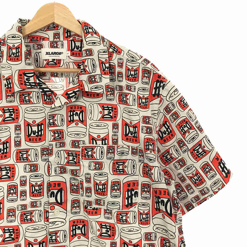 X-LARGE / エクストララージ ×The Simpson シンプソンズ コラボ Duff Beer プリント オープンカラー 半袖シャツ