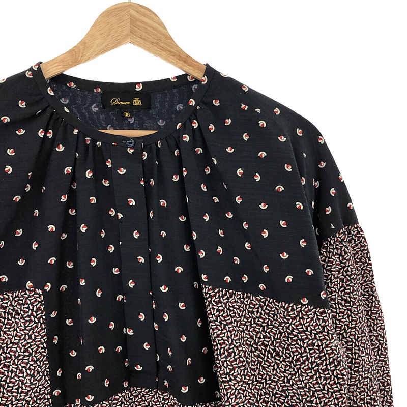 Drawer / ドゥロワー 切り替えネイビーブラウス