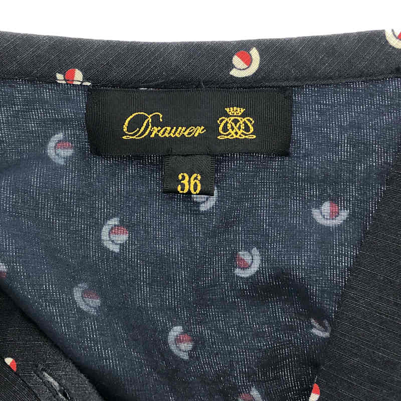 Drawer / ドゥロワー 切り替えネイビーブラウス