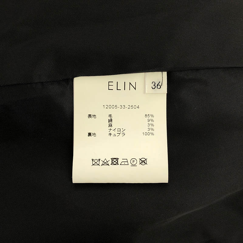 ELIN / エリン ウール リネン混 ボウタイスタンドカラーコート コート