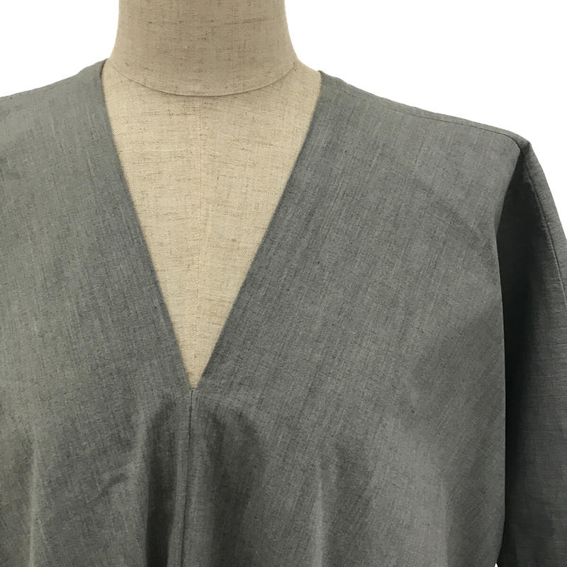 ATON / エイトン Vネック オーバーサイズ ワイド ロング ワンピース