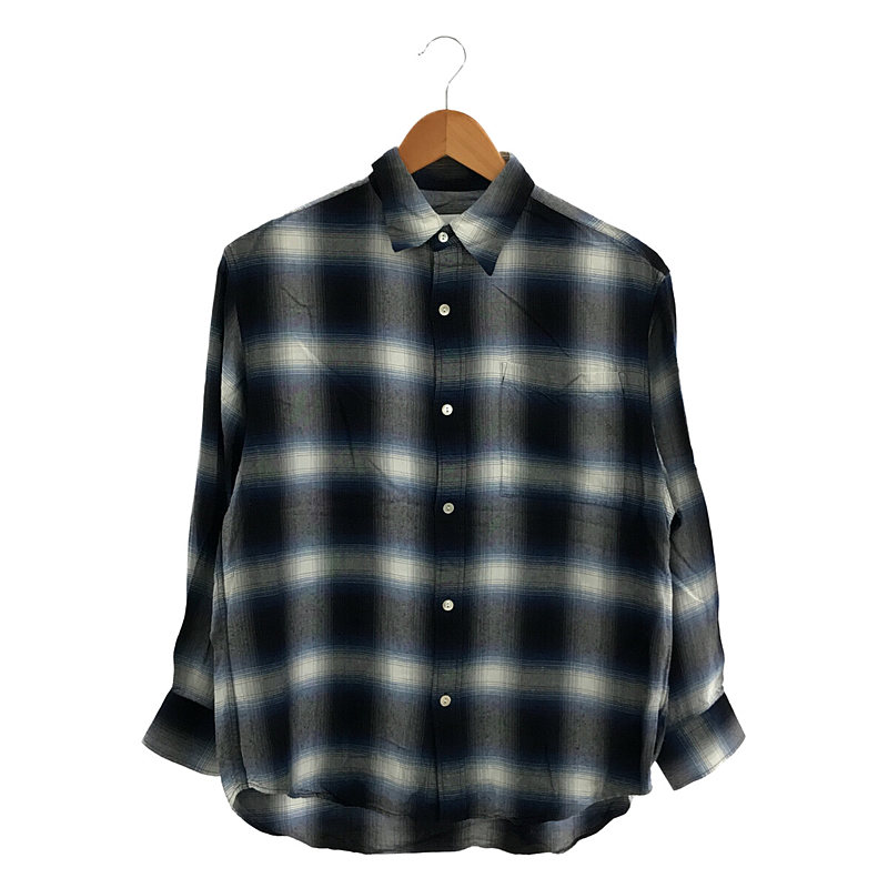 Rayon ombre check open collar shirt レーヨンオンブレチェック