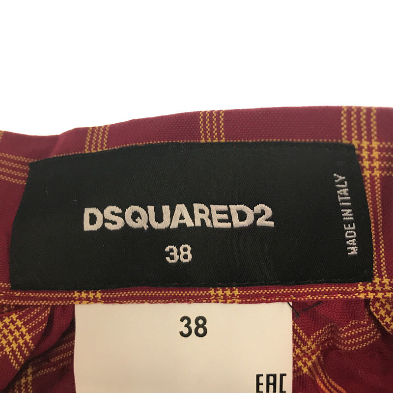 DSQUARED2 / ディースクエアード イタリア製 コットン フリル ギャザー チェック ボデューム スカート