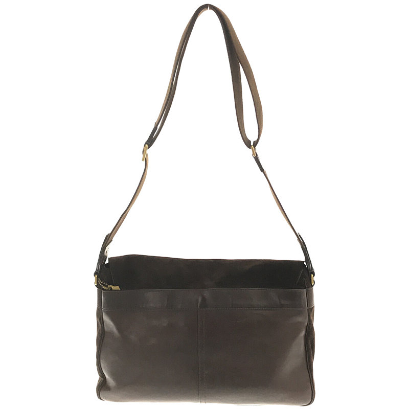 COACH / コーチ 70528 スエード レザー 切替 フラップ ショルダー バッグ