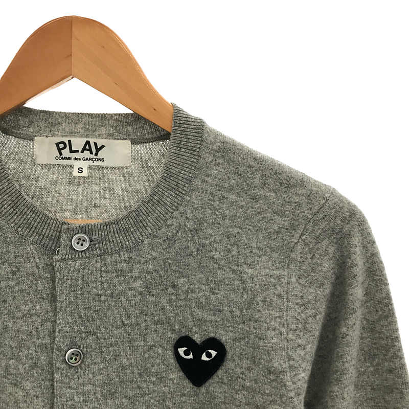 PLAY COMME des GARCONS / プレイコムデギャルソン ウール ハート ロゴ ワッペン クルーネック ハイゲージ ニット カーディガン