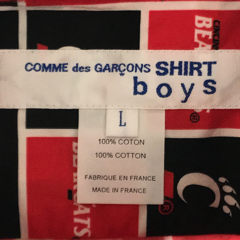COMME des GARCONS SHIRT BOY / コムデギャルソンシャツボーイ CINCINNATI BEARCATS クレイジー パターン プリント パネル 切替 シャツ