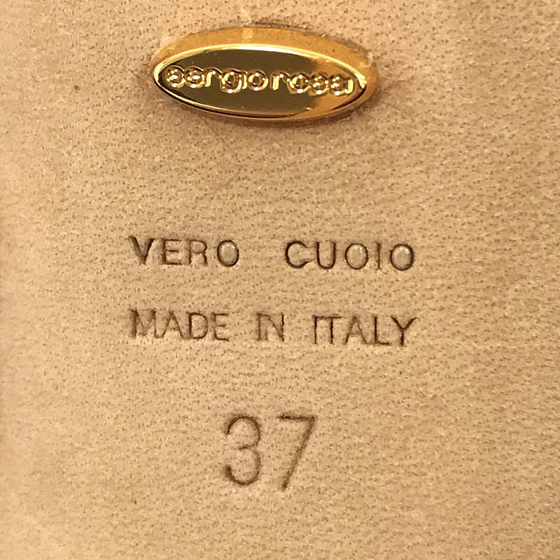 sergio rossi / セルジオロッシ Scarpe Donna Blunt Heel クリスタル ゴールド 装飾 オープントゥ ヒール パンプス 箱・保存袋有