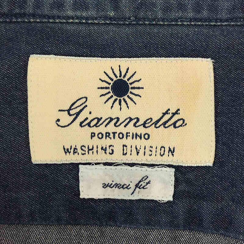 Giannetto / ジャンネット イタリア製 VINCI FIT コットン デニム 太陽 刺繍 カッタウェイ シャツ