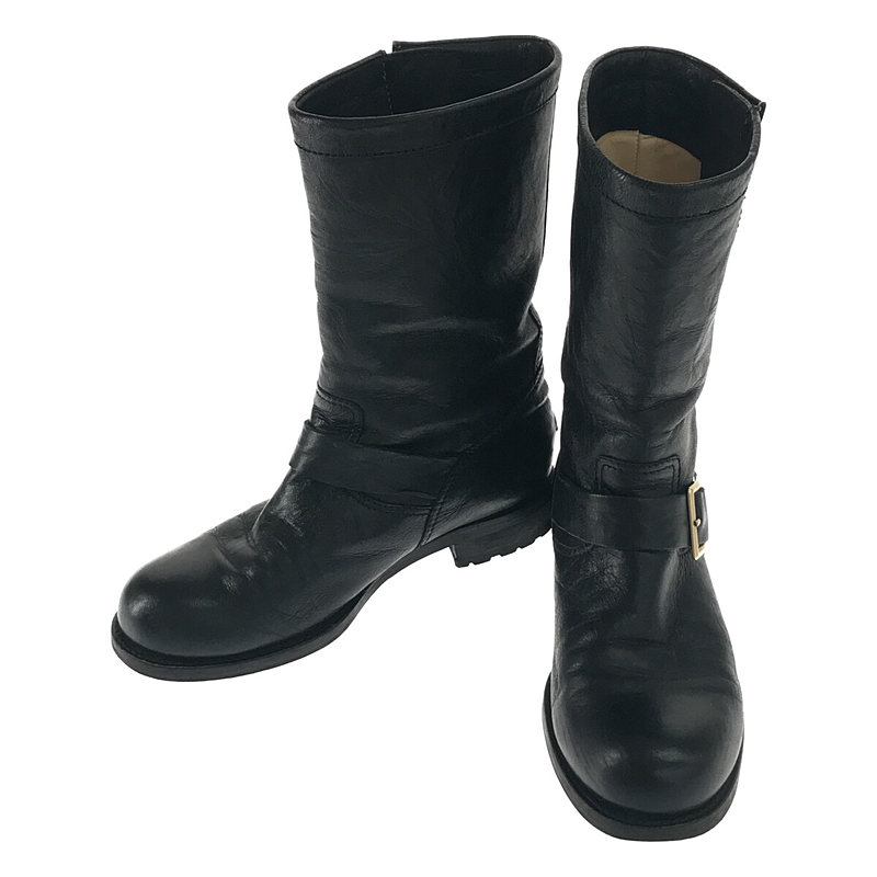 イタリア製 biker boots アジャスター レザー バイカー ブーツ