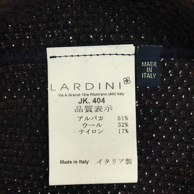 LARDINI / ラルディーニ ウールアルパカナイロン ショールカラー ニット ダブル ジャケット ベルト付き