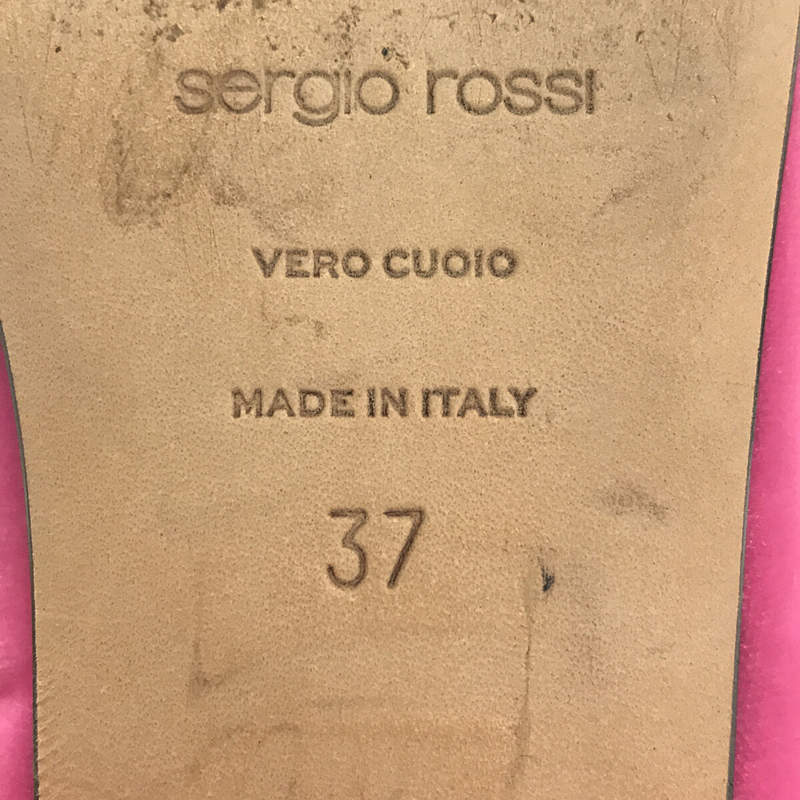 sergio rossi / セルジオロッシ イタリア製 クリスタル 装飾 スクエアトゥ ベルベッド フラット シューズ パンプス 箱・保存袋有 ベロア