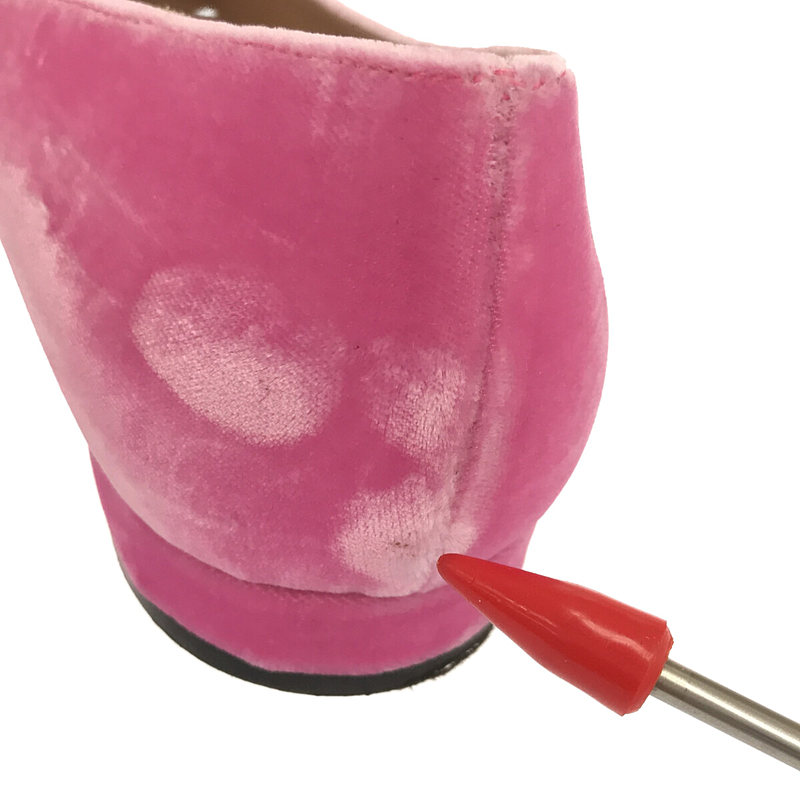 sergio rossi / セルジオロッシ イタリア製 クリスタル 装飾 スクエアトゥ ベルベッド フラット シューズ パンプス 箱・保存袋有 ベロア