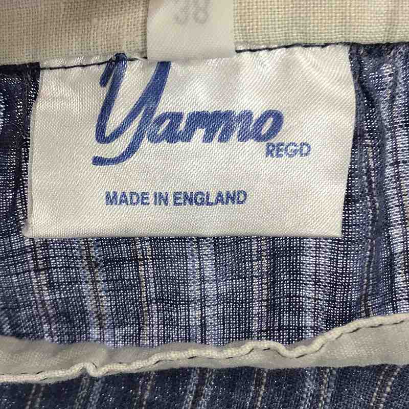 Yarmo / ヤーモ リネン ストライプ バンドカラー ロングシャツ ワンピース