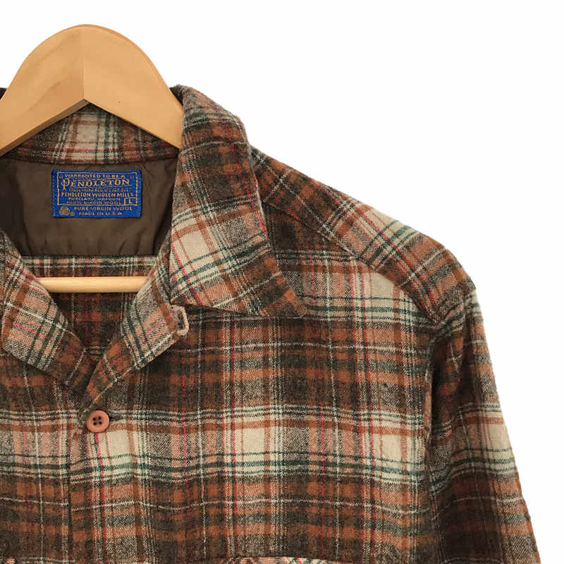PENDLETON / ペンドルトン 70s vintage ウール オープンカラー チェックシャツ 開襟